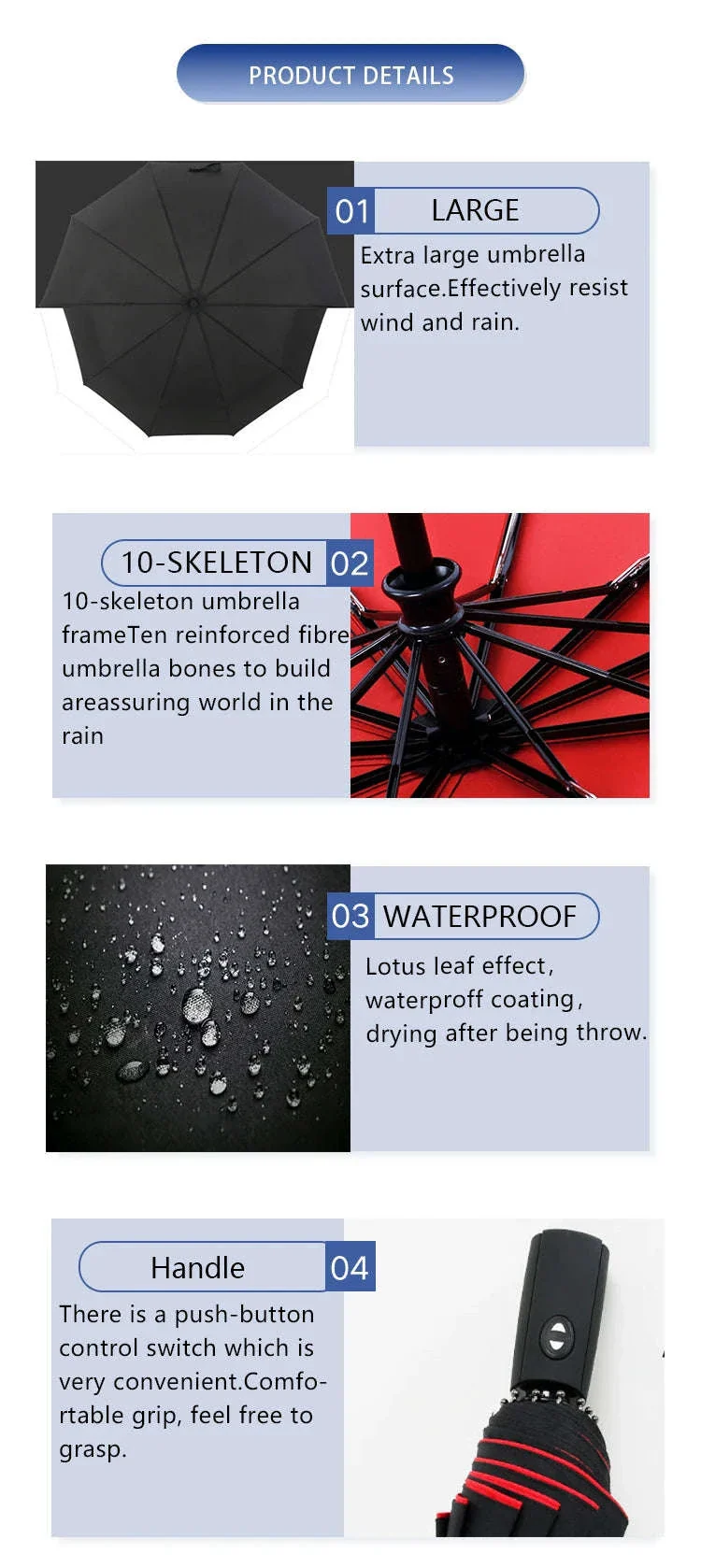 Windproof Automatic Umbrella with One-Touch Open and Close - Image 11