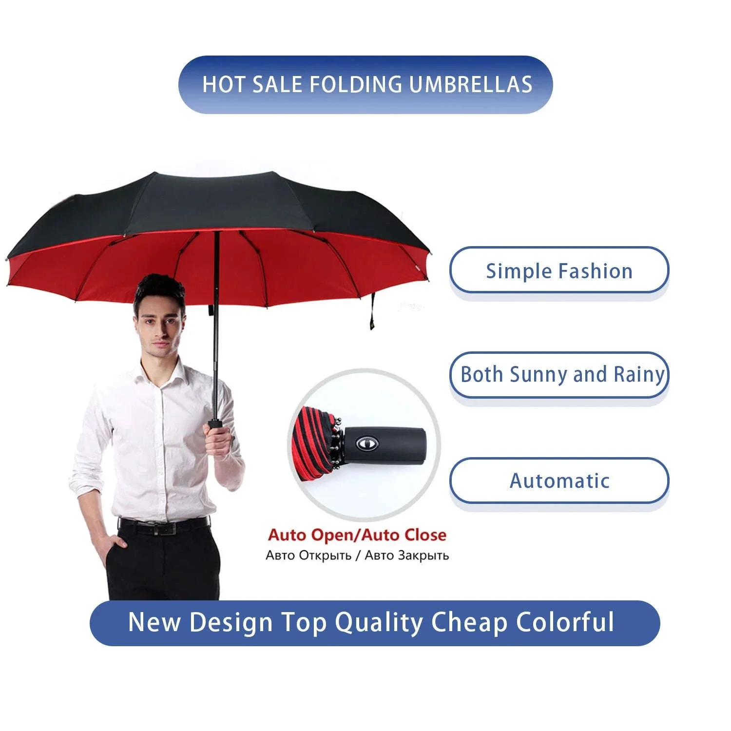 Windproof Automatic Umbrella with One-Touch Open and Close - Image 2