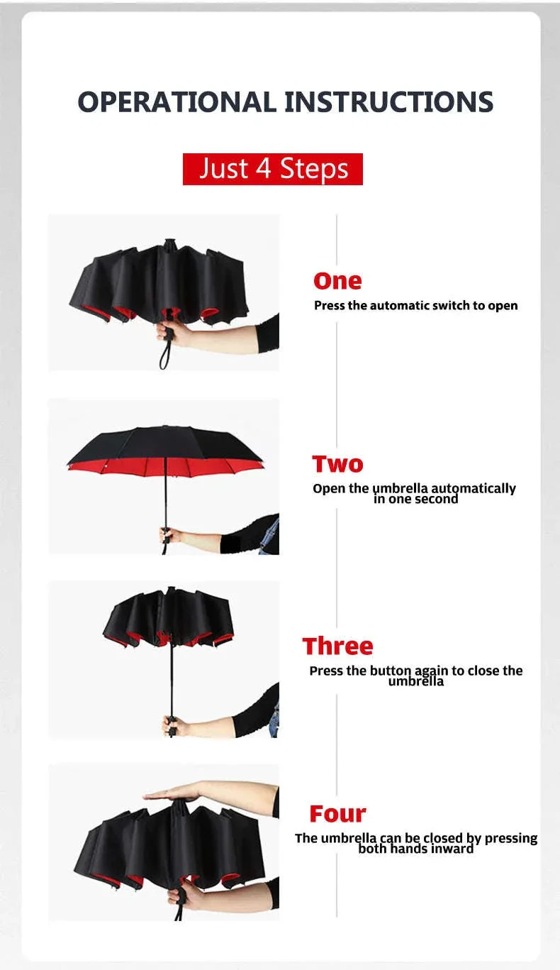 Windproof Automatic Umbrella with One-Touch Open and Close - Image 29