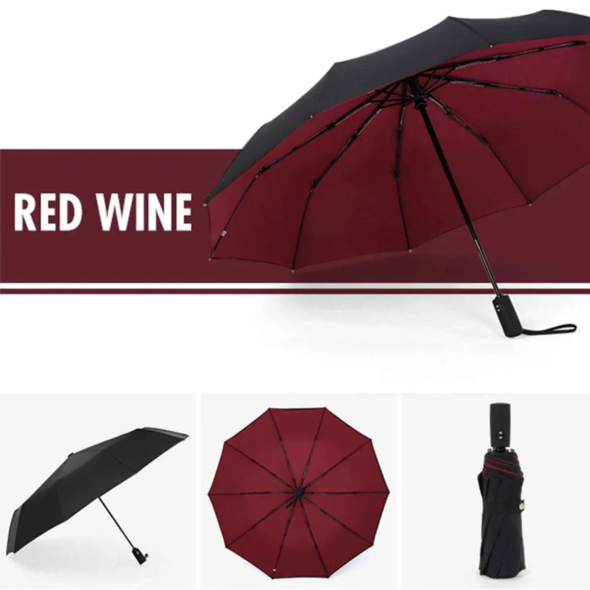 Windproof Automatic Umbrella with One-Touch Open and Close - Image 35