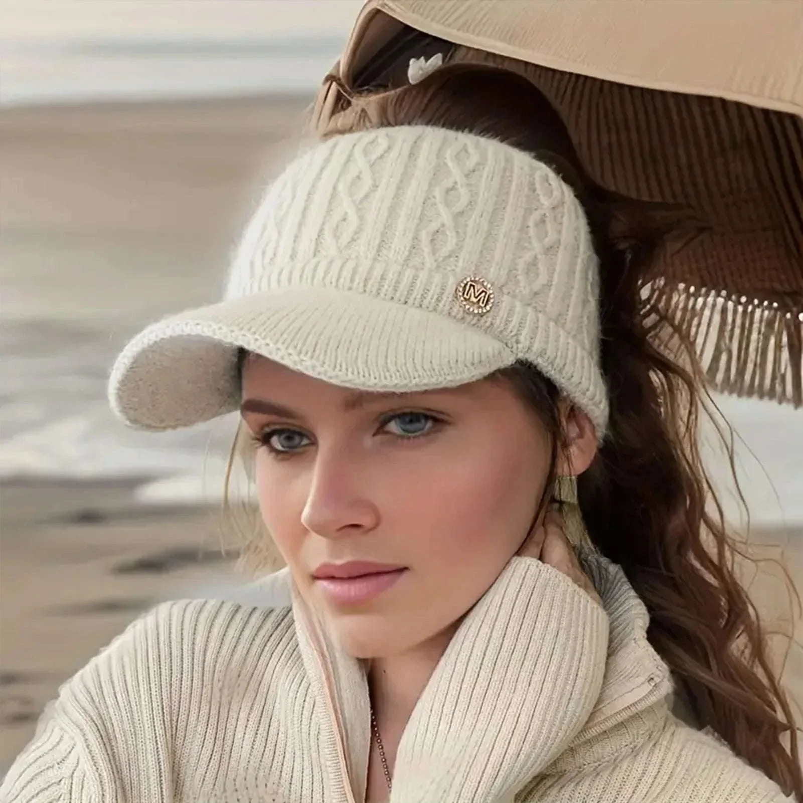 Winter Woolen Ponytail Cap for Women with Ponytail Opening - Image 10