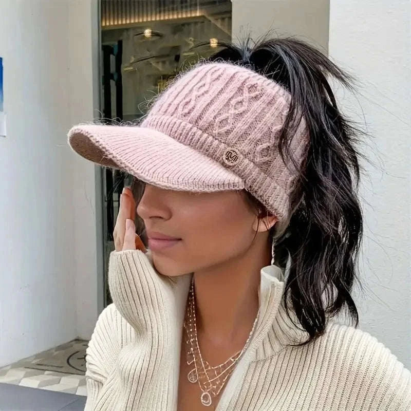 Winter Woolen Ponytail Cap for Women with Ponytail Opening - Image 2