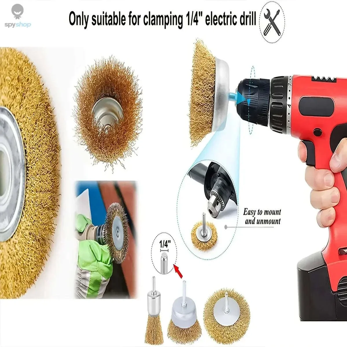 10-Piece Steel Wire Brush Drill Set for Rust Removal - Image 8