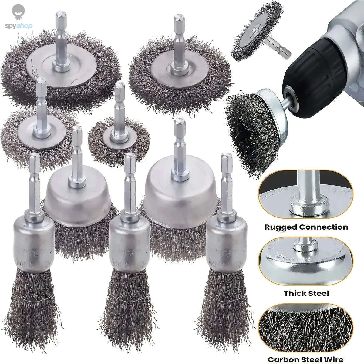 10-Piece Drill Wire Brush Set for Rust Removal and Prep - Image 12