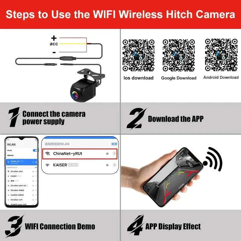 Wireless 1080P HD Car Reverse Camera with WiFi & Night Vision - Image 5