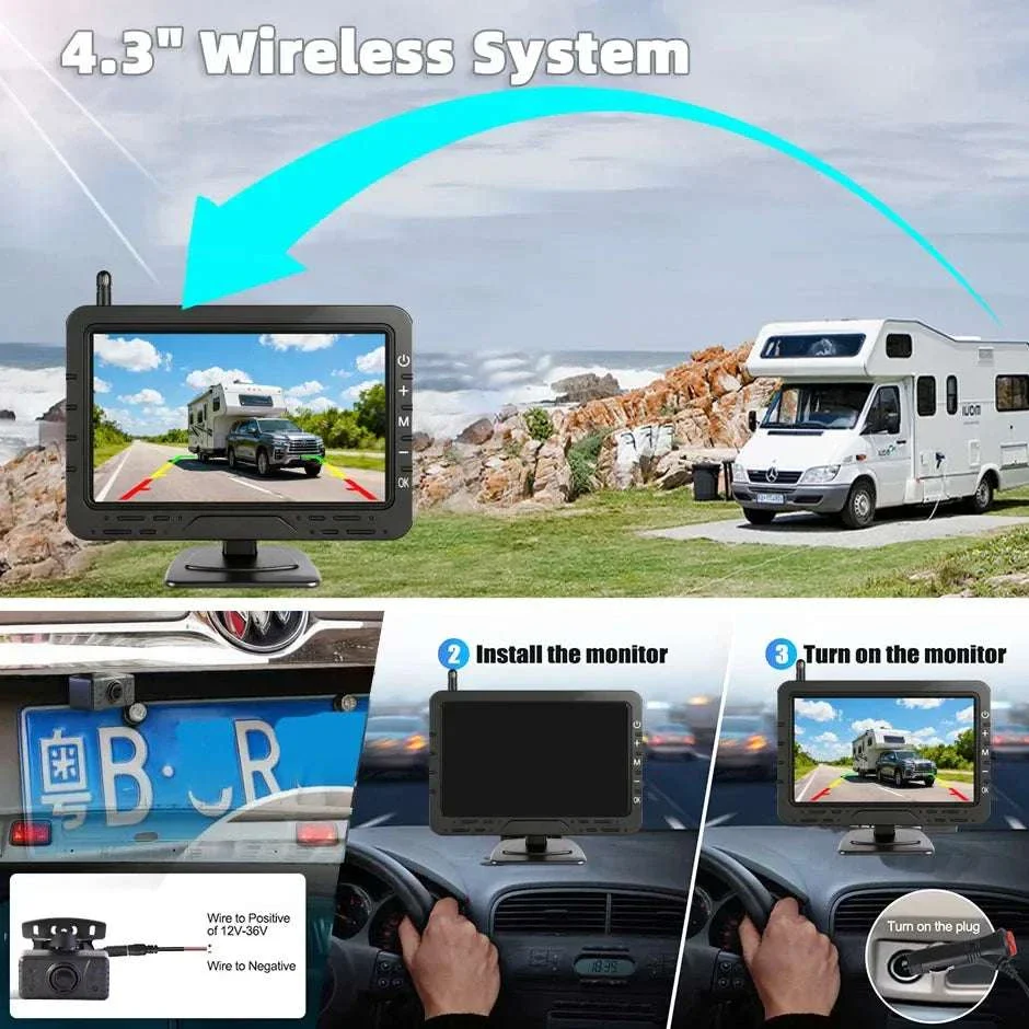 Wireless 1080P Backup Camera with 4.3" Monitor for Cars & RVs - Image 3