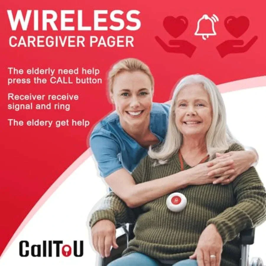 Wireless Caregiver Pager System with 1000ft Range and Loud Alert - Image 2