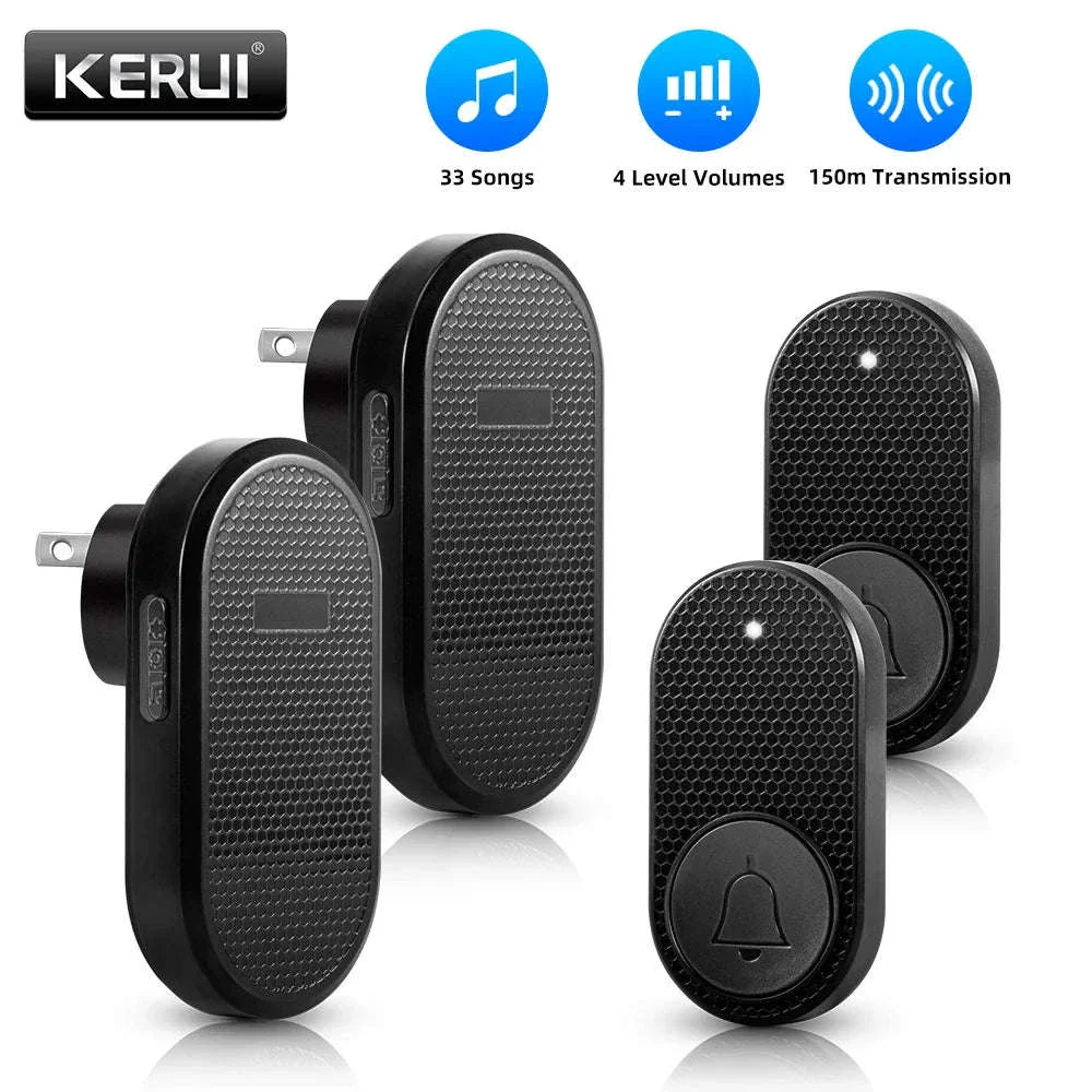 Wireless Doorbell with 33 Chimes, 4 Volume Levels, 150m Range