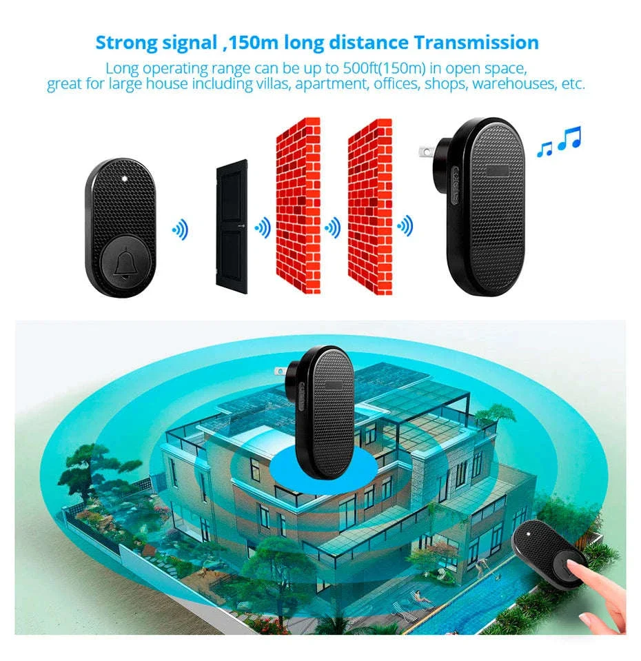 Wireless Doorbell with 33 Chimes, 4 Volume Levels, 150m Range - Image 10