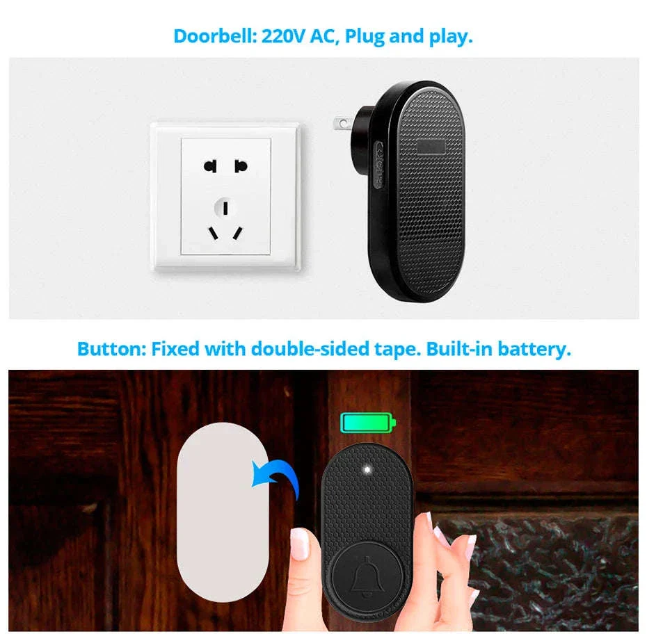 Wireless Doorbell with 33 Chimes, 4 Volume Levels, 150m Range - Image 14