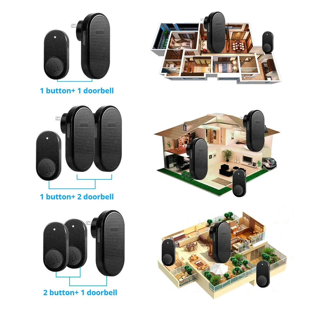 Wireless Doorbell with 33 Chimes, 4 Volume Levels, 150m Range - Image 2