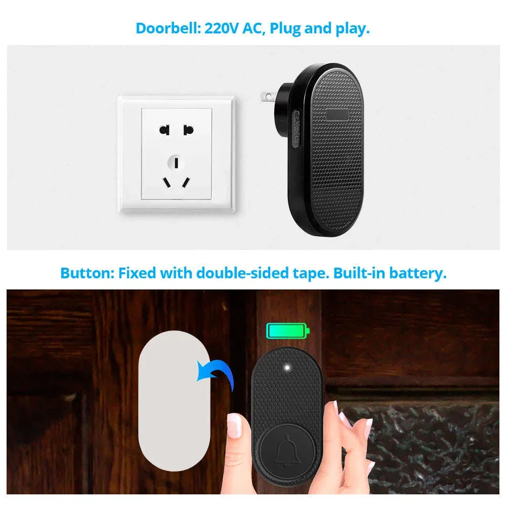 Wireless Doorbell with 33 Chimes, 4 Volume Levels, 150m Range - Image 5
