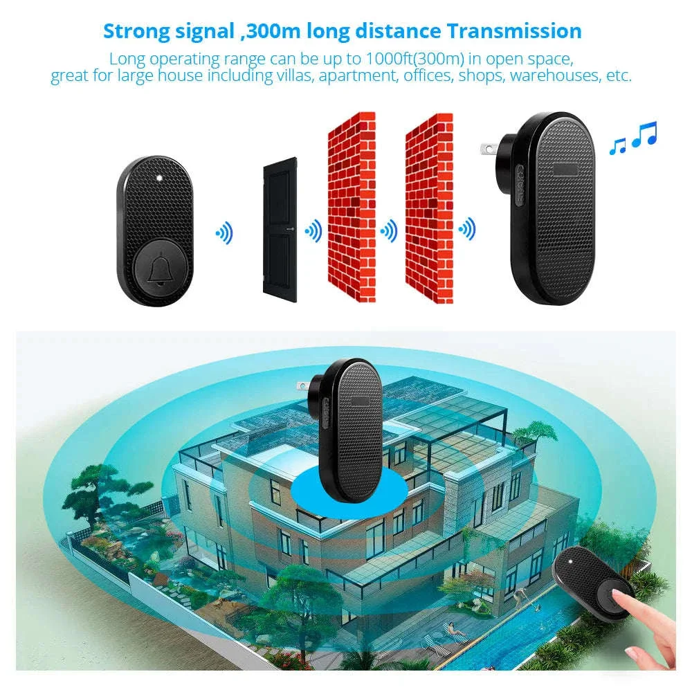 Wireless Doorbell with 33 Chimes, 4 Volume Levels, 150m Range - Image 6