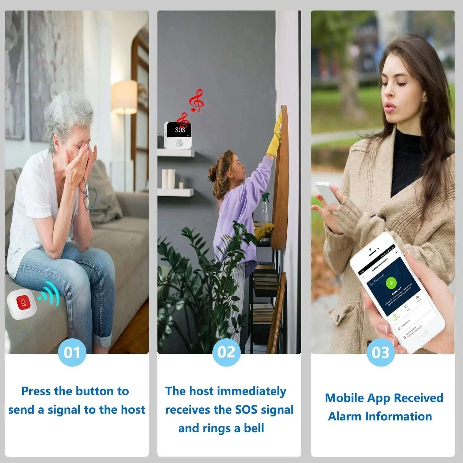Wireless Elderly Care Pager System for Fast SOS Alerts - Image 3