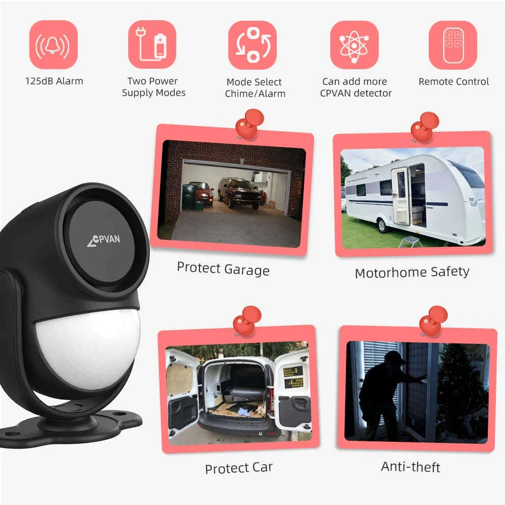 CPVAN Wireless Motion Sensor Alarm with 125dB Siren - Image 6