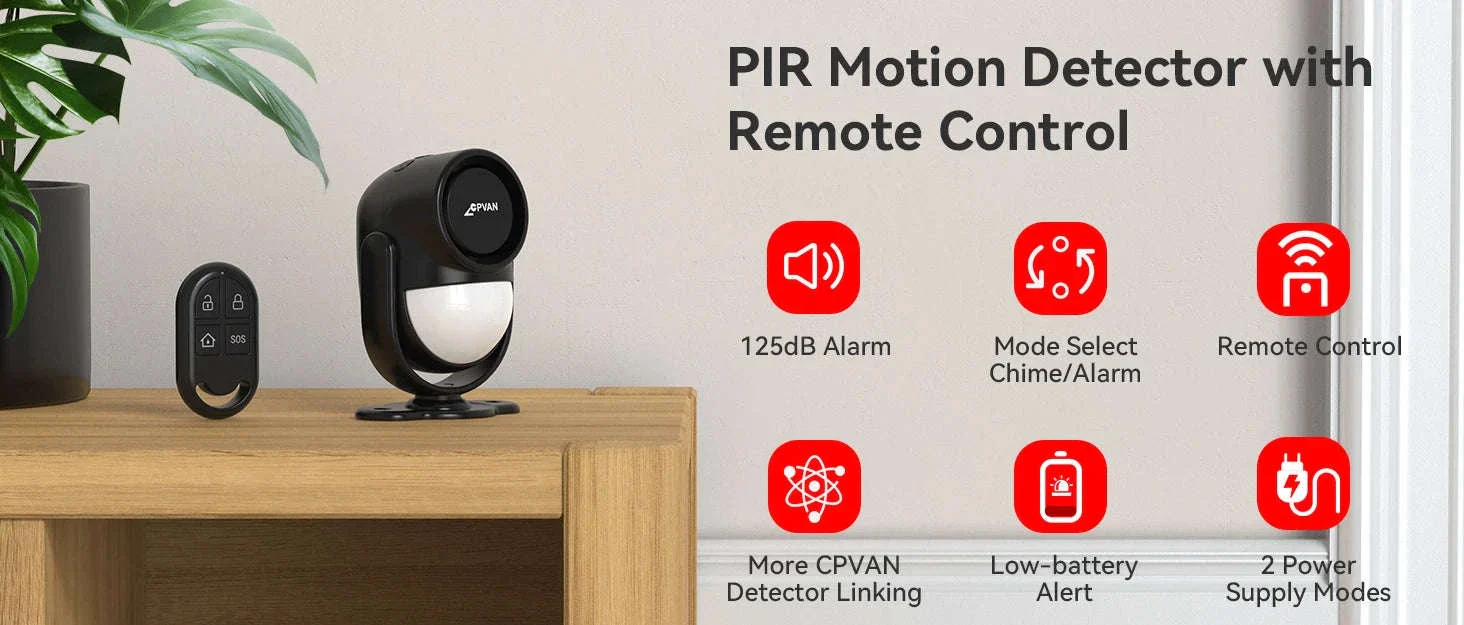CPVAN Wireless Motion Sensor Alarm with 125dB Siren - Image 8