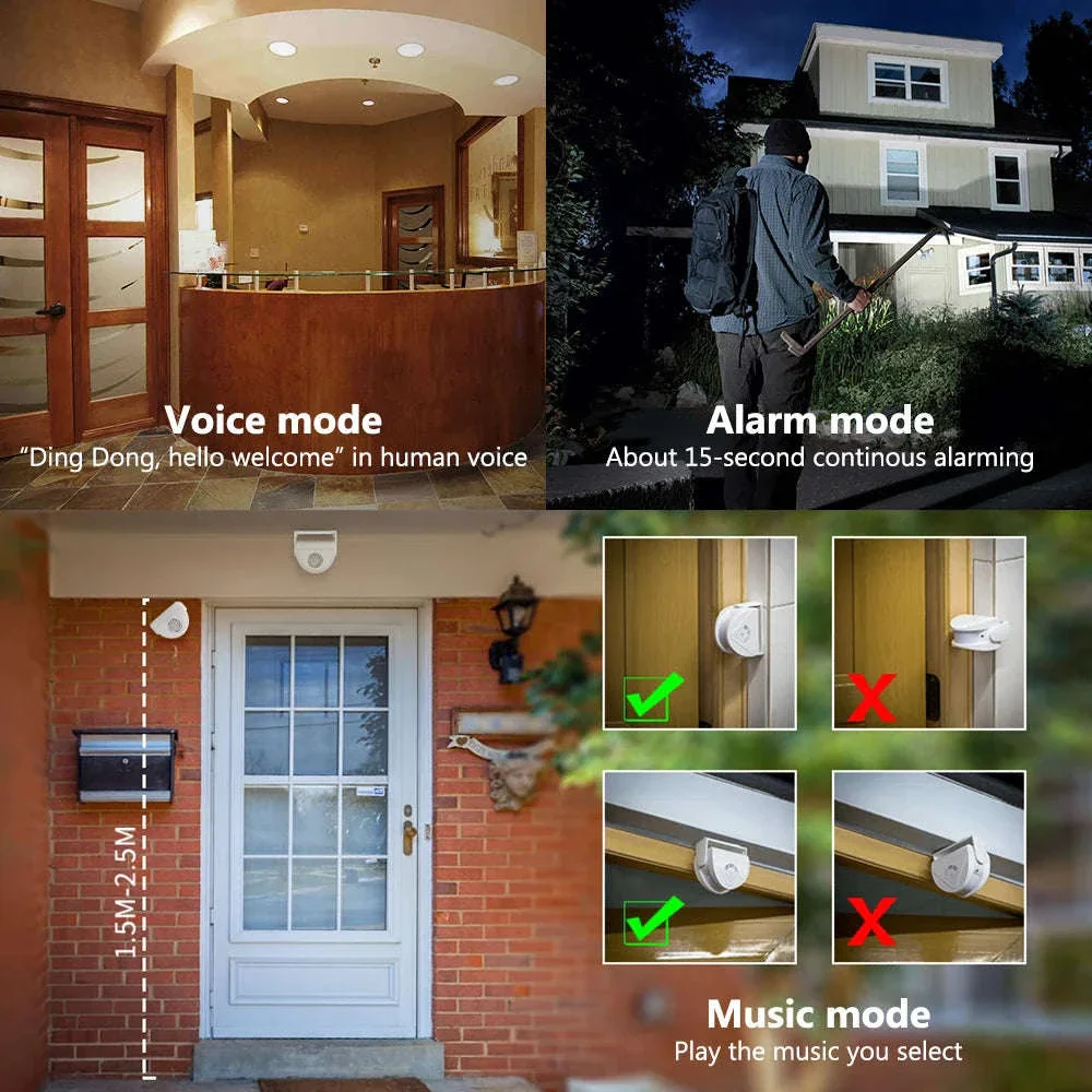PIR Motion Sensor Doorbell Chime Alarm with 32 Sounds - Image 8