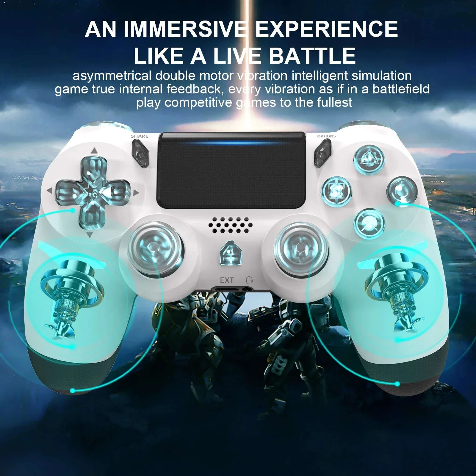 Wireless PS4 Controller with RGB Light, Bluetooth, Vibration & Gyro - Image 11