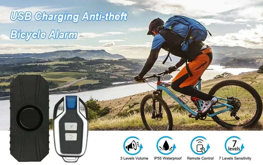 Wireless Vibration Bicycle Alarm with Remote and USB Charging - Image 8