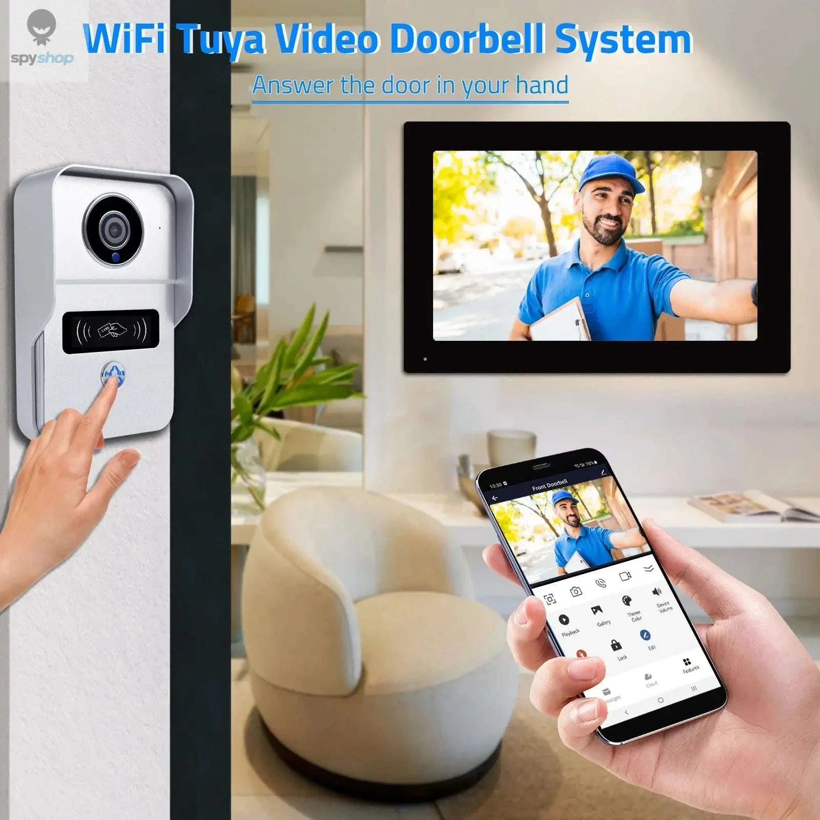 Wireless WiFi Video Doorbell System with 1080P HD Monitoring - Image 2