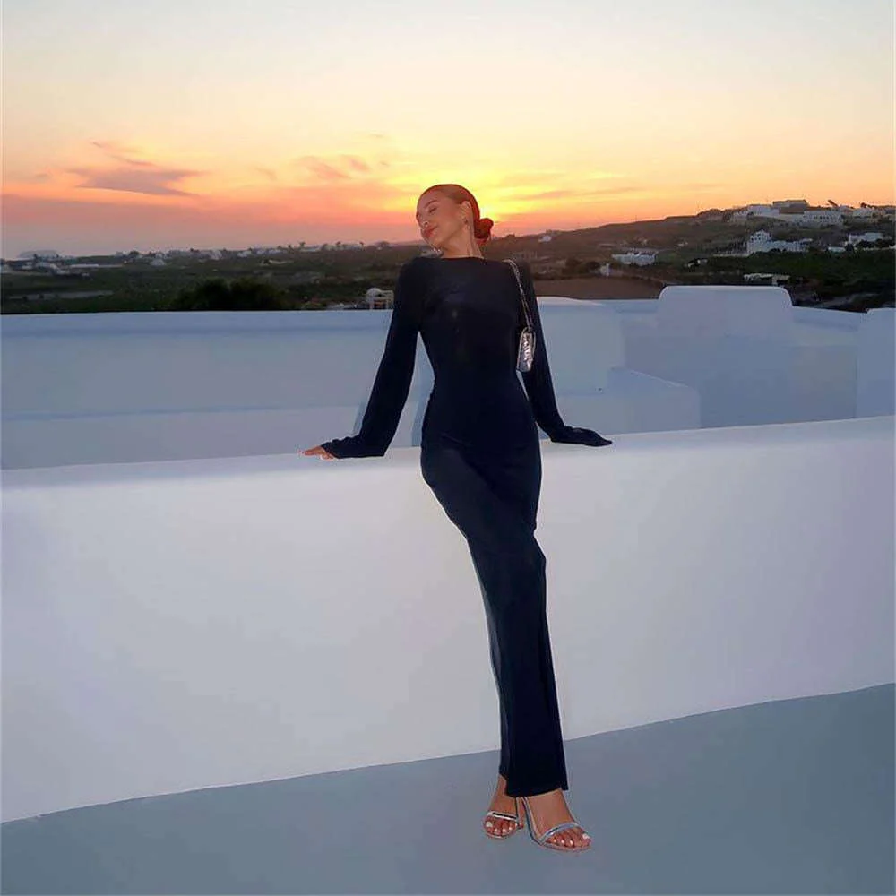 Sheer Beach Cover-Up Dress with Backless, Floor-Length Style - Image 13