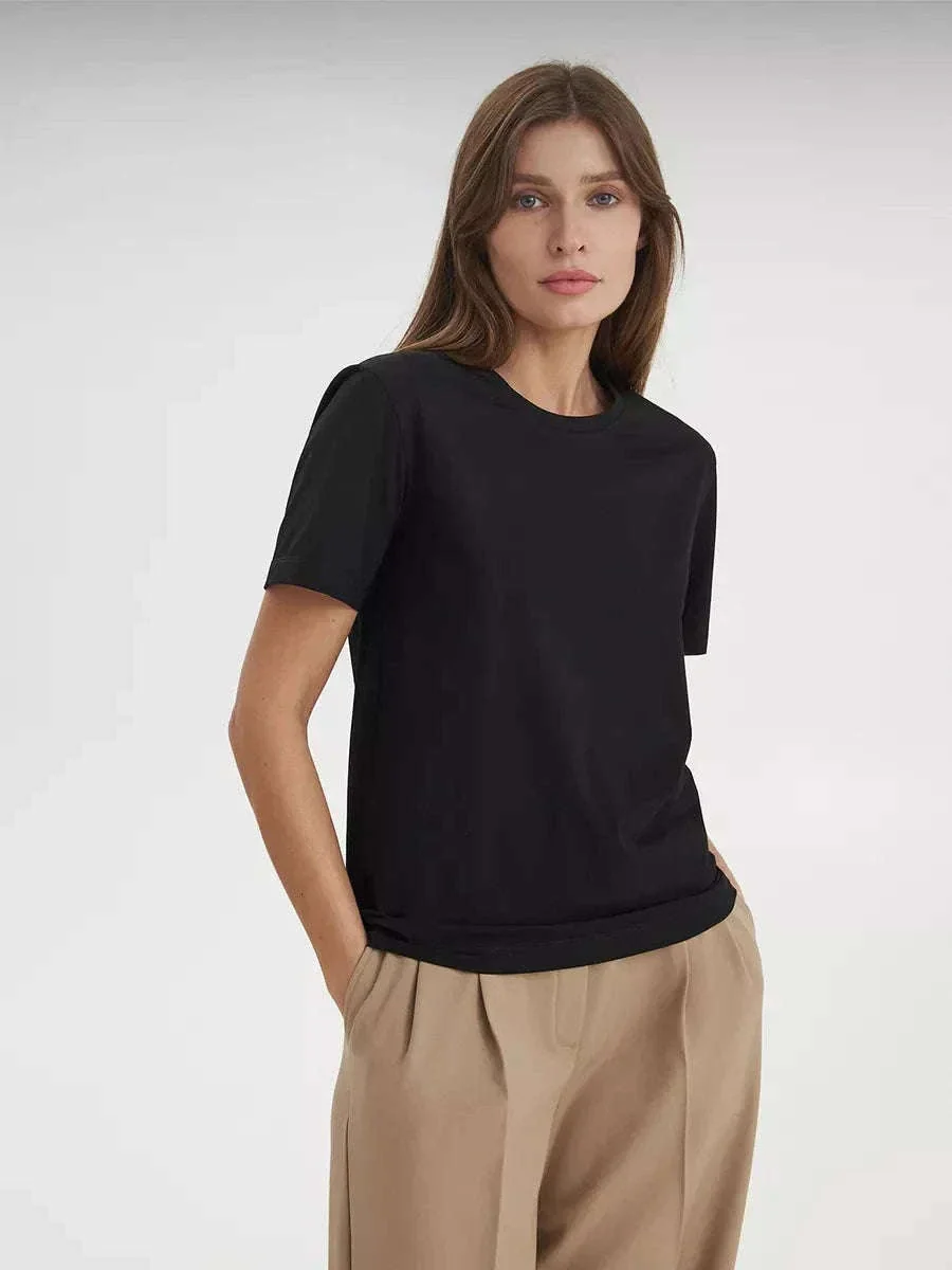 Women's 100% Cotton Loose Fit Short Sleeve Basic T-Shirt - Image 10