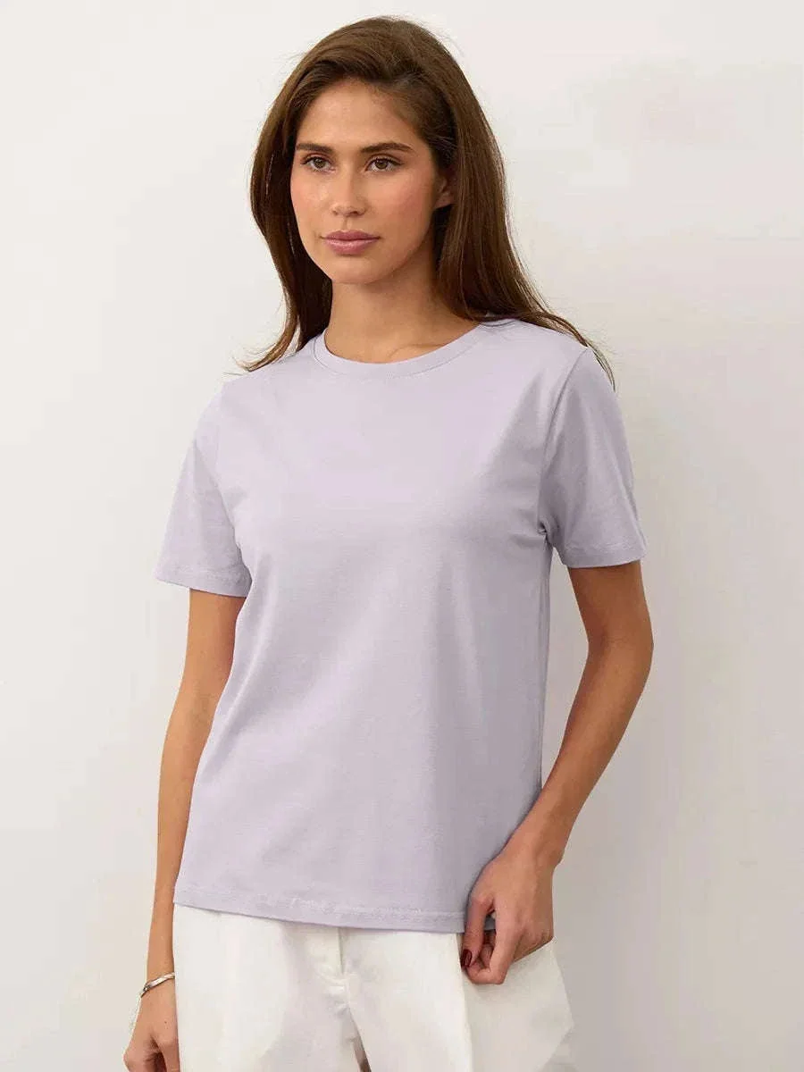 Women's 100% Cotton Loose Fit Short Sleeve Basic T-Shirt - Image 21