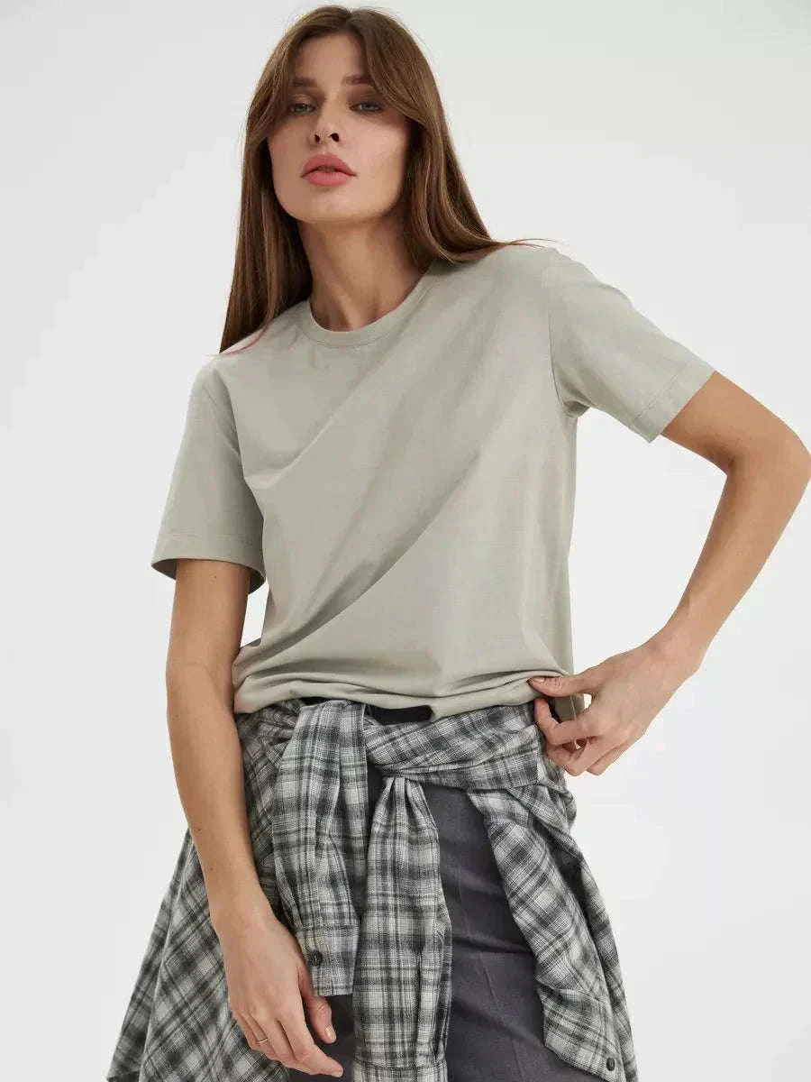 Women's 100% Cotton Loose Fit Short Sleeve Basic T-Shirt - Image 24