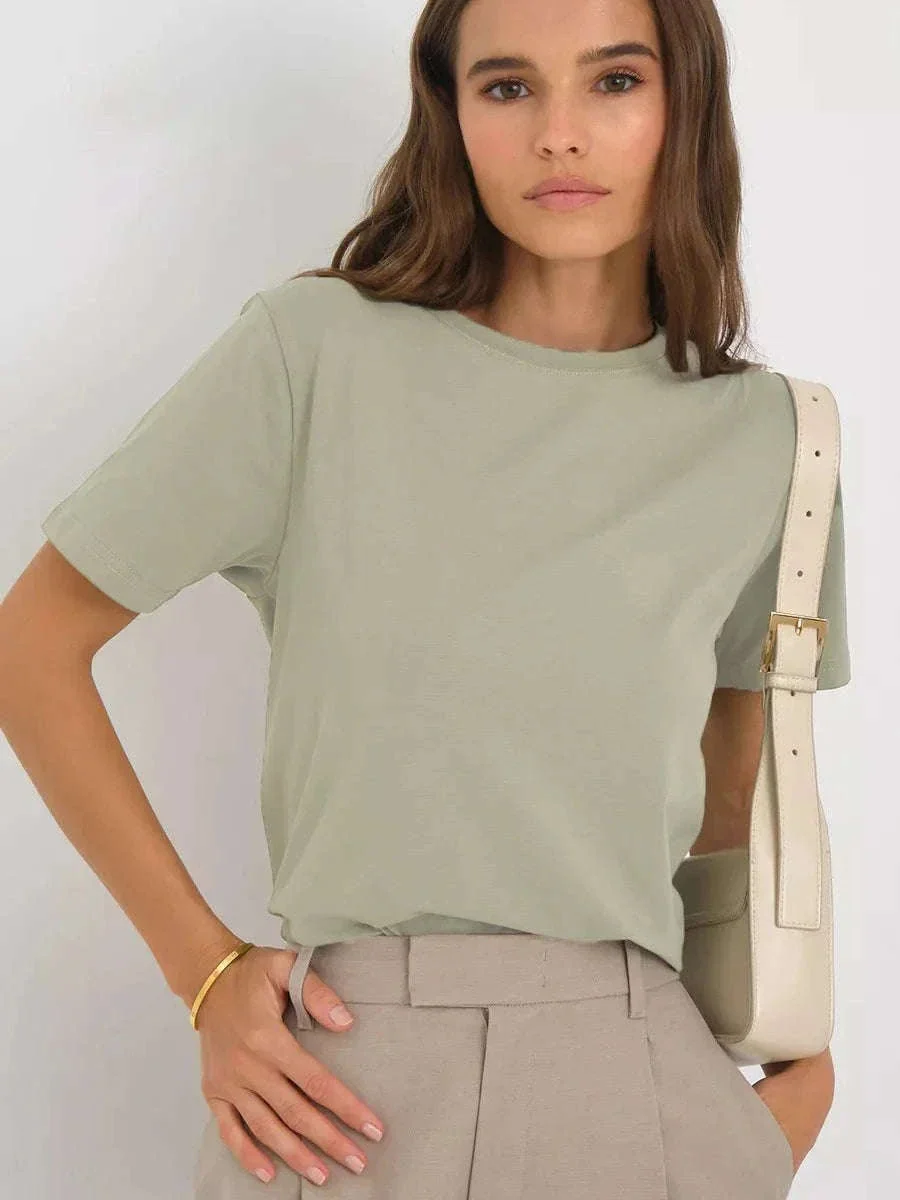 Women's 100% Cotton Loose Fit Short Sleeve Basic T-Shirt - Image 25