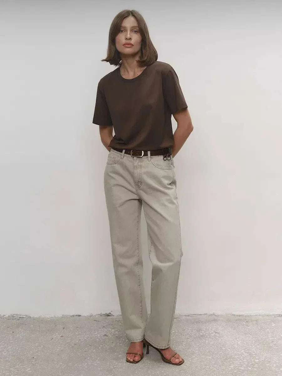 Women's 100% Cotton Loose Fit Short Sleeve Basic T-Shirt - Image 31