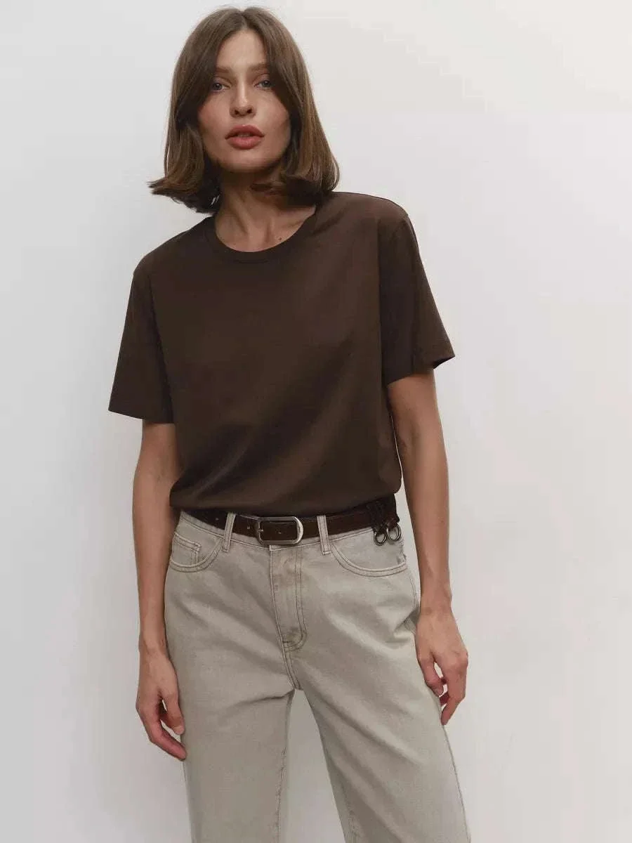 Women's 100% Cotton Loose Fit Short Sleeve Basic T-Shirt - Image 33
