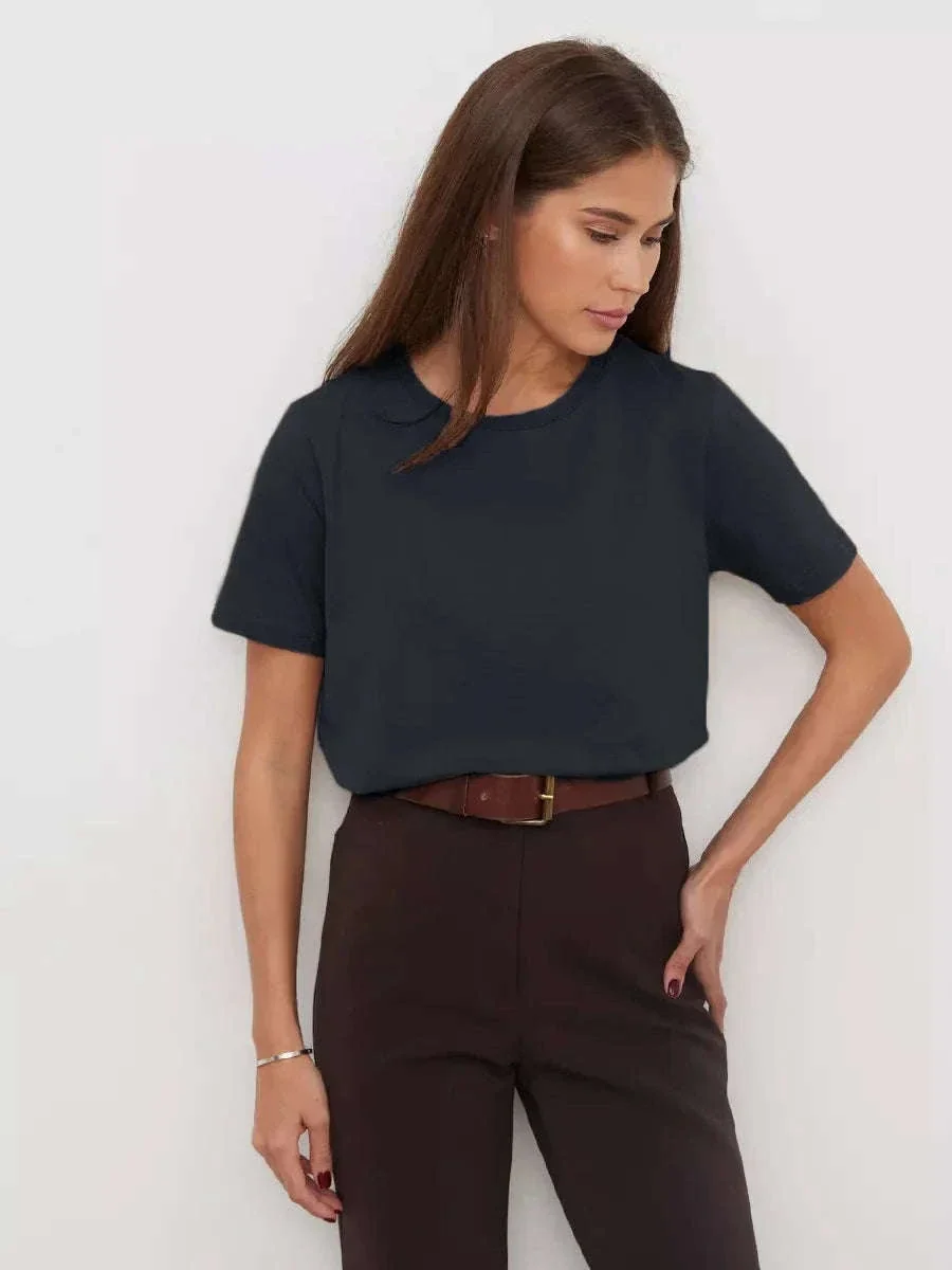 Women's 100% Cotton Loose Fit Short Sleeve Basic T-Shirt - Image 34