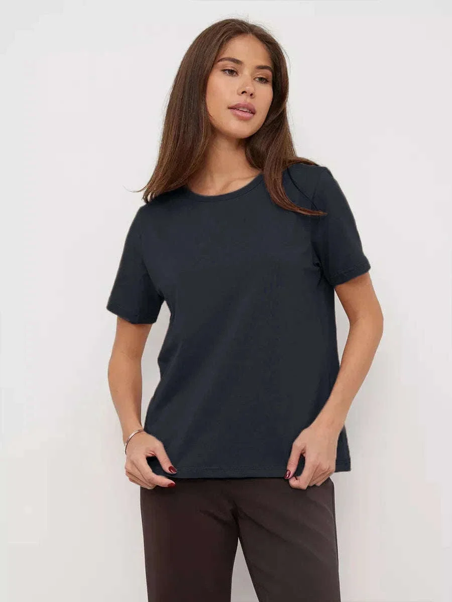 Women's 100% Cotton Loose Fit Short Sleeve Basic T-Shirt - Image 35