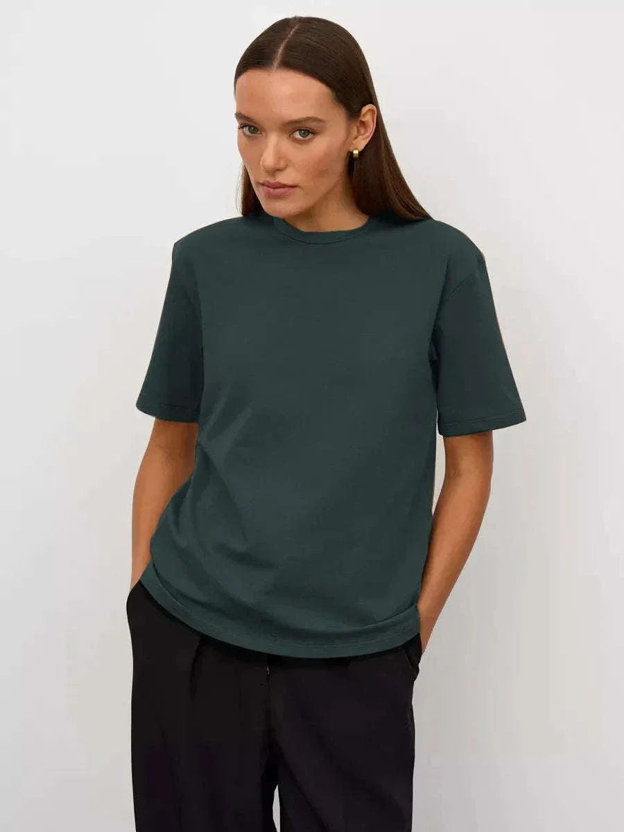 Women's 100% Cotton Loose Fit Short Sleeve Basic T-Shirt - Image 36