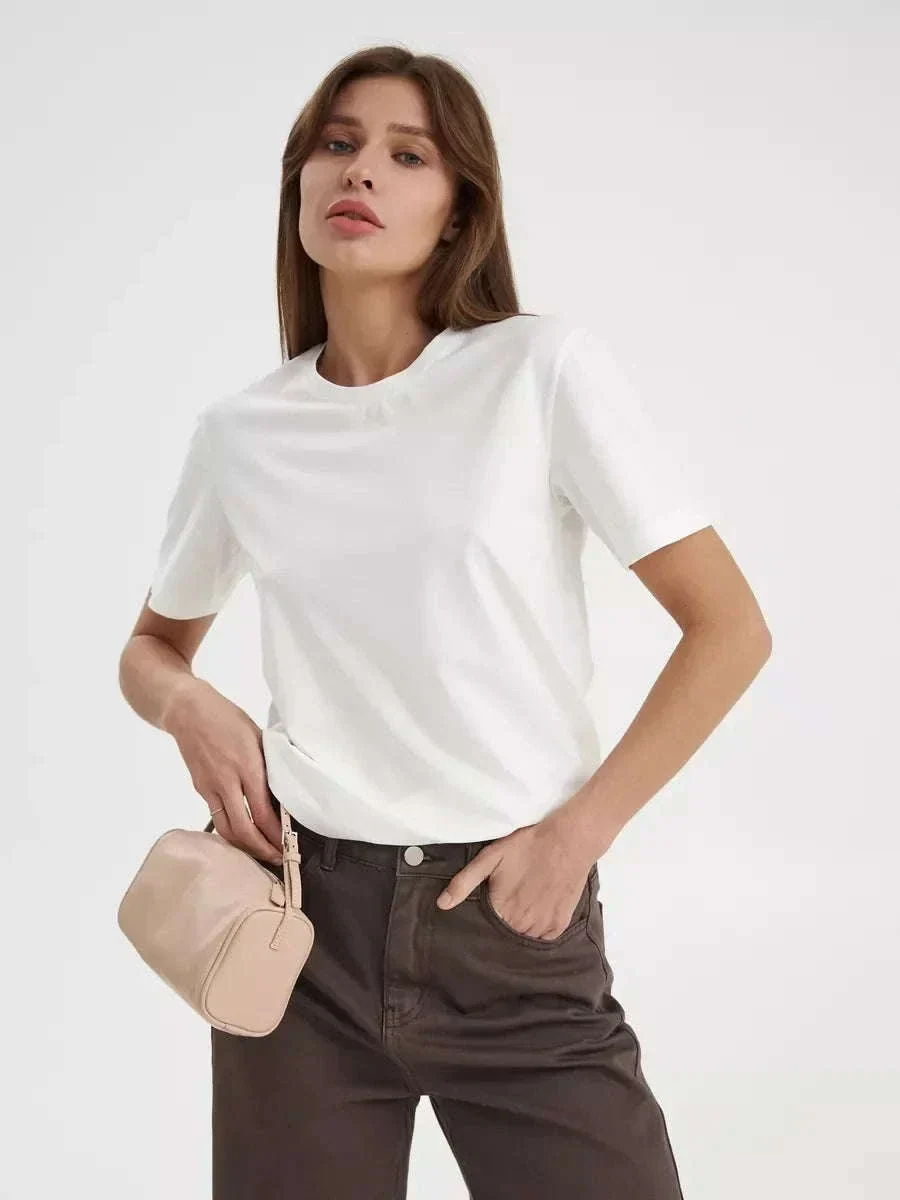 Women's 100% Cotton Loose Fit Short Sleeve Basic T-Shirt - Image 4
