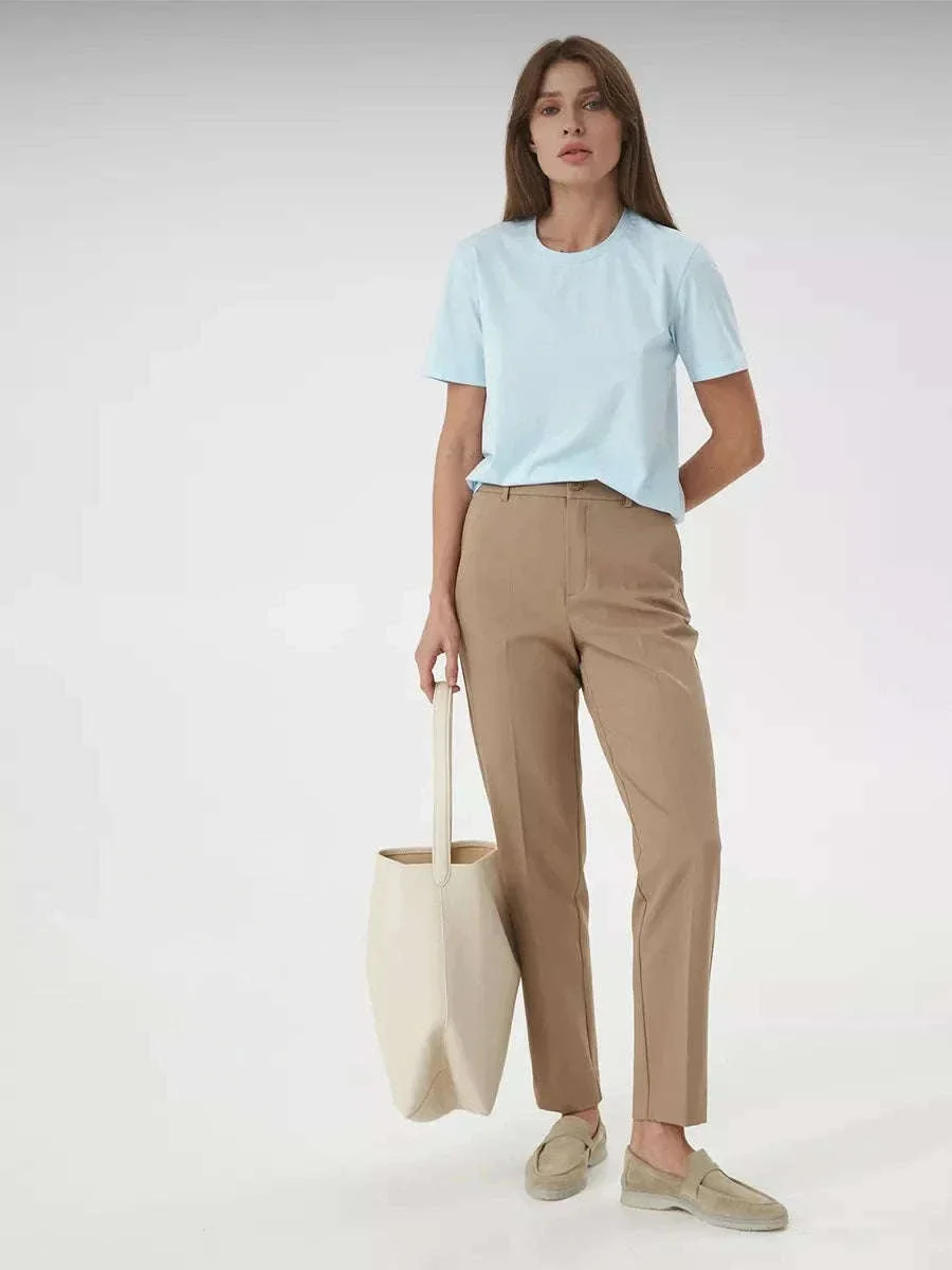 Women's 100% Cotton Loose Fit Short Sleeve Basic T-Shirt - Image 40