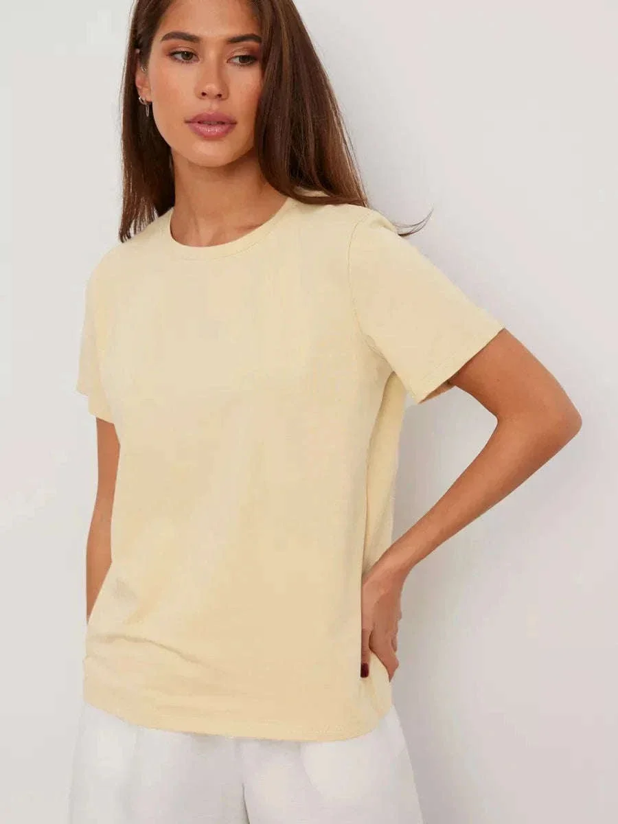 Women's 100% Cotton Loose Fit Short Sleeve Basic T-Shirt - Image 42