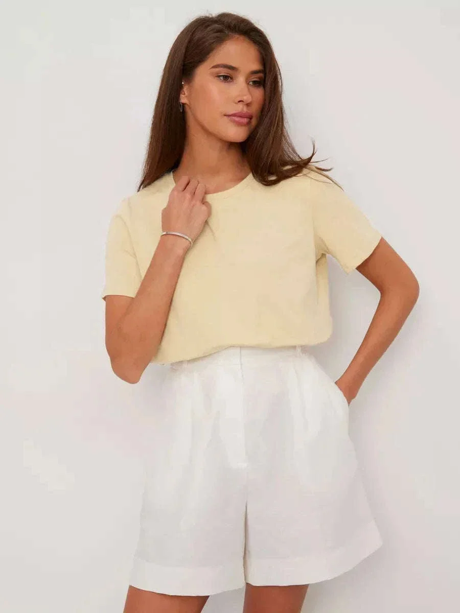Women's 100% Cotton Loose Fit Short Sleeve Basic T-Shirt - Image 43
