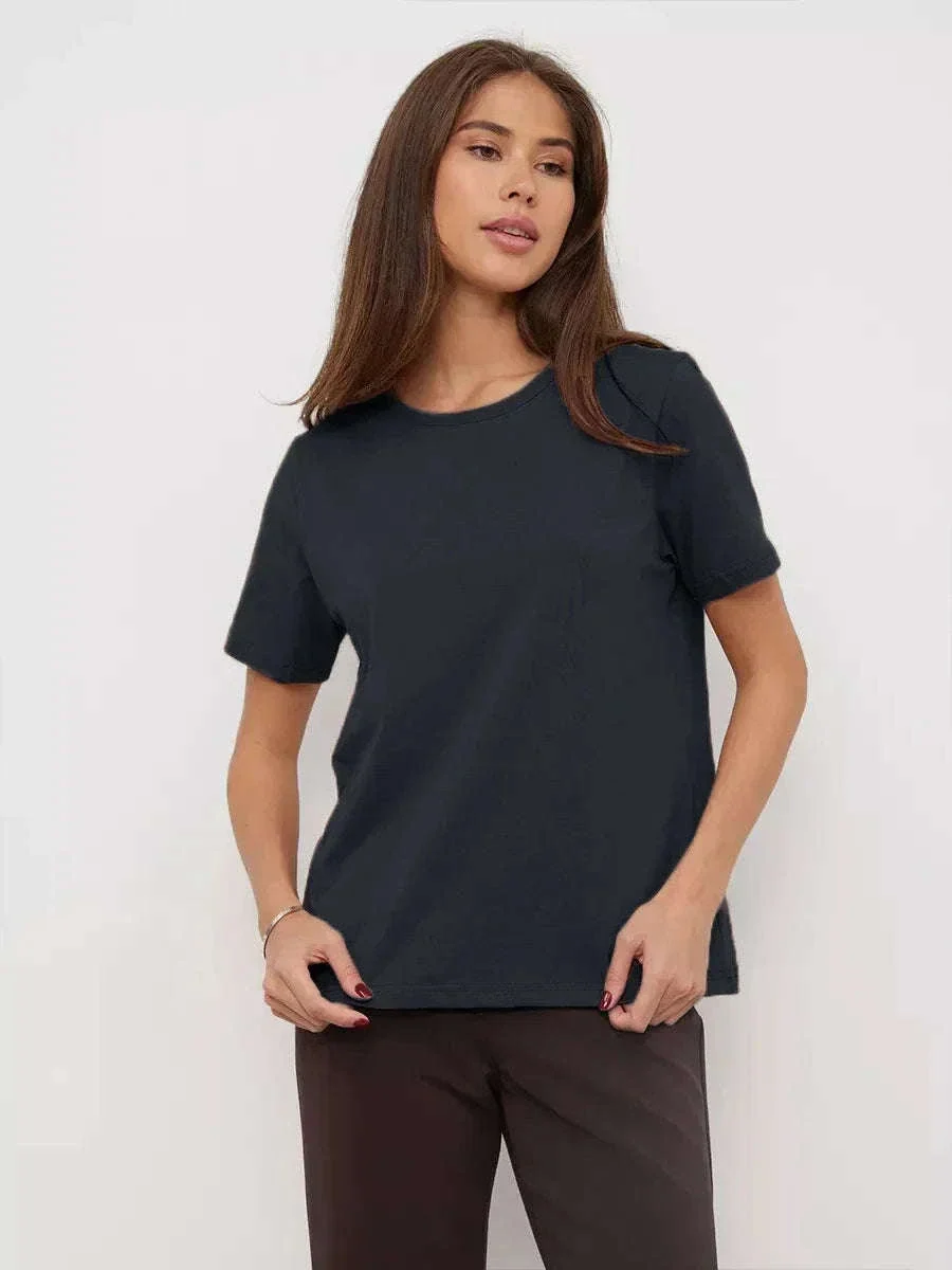 Women's 100% Cotton Loose Fit Short Sleeve Basic T-Shirt - Image 62