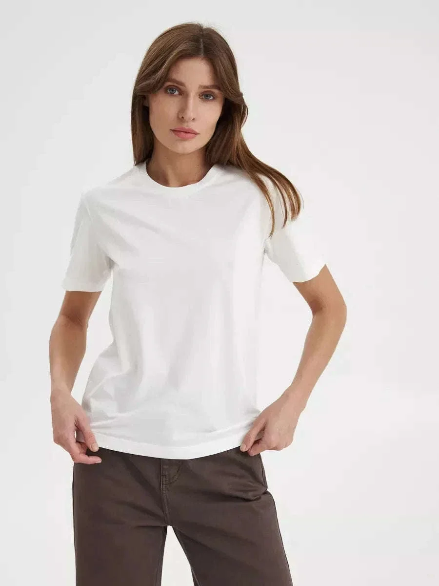 Women's 100% Cotton Loose Fit Short Sleeve Basic T-Shirt - Image 7
