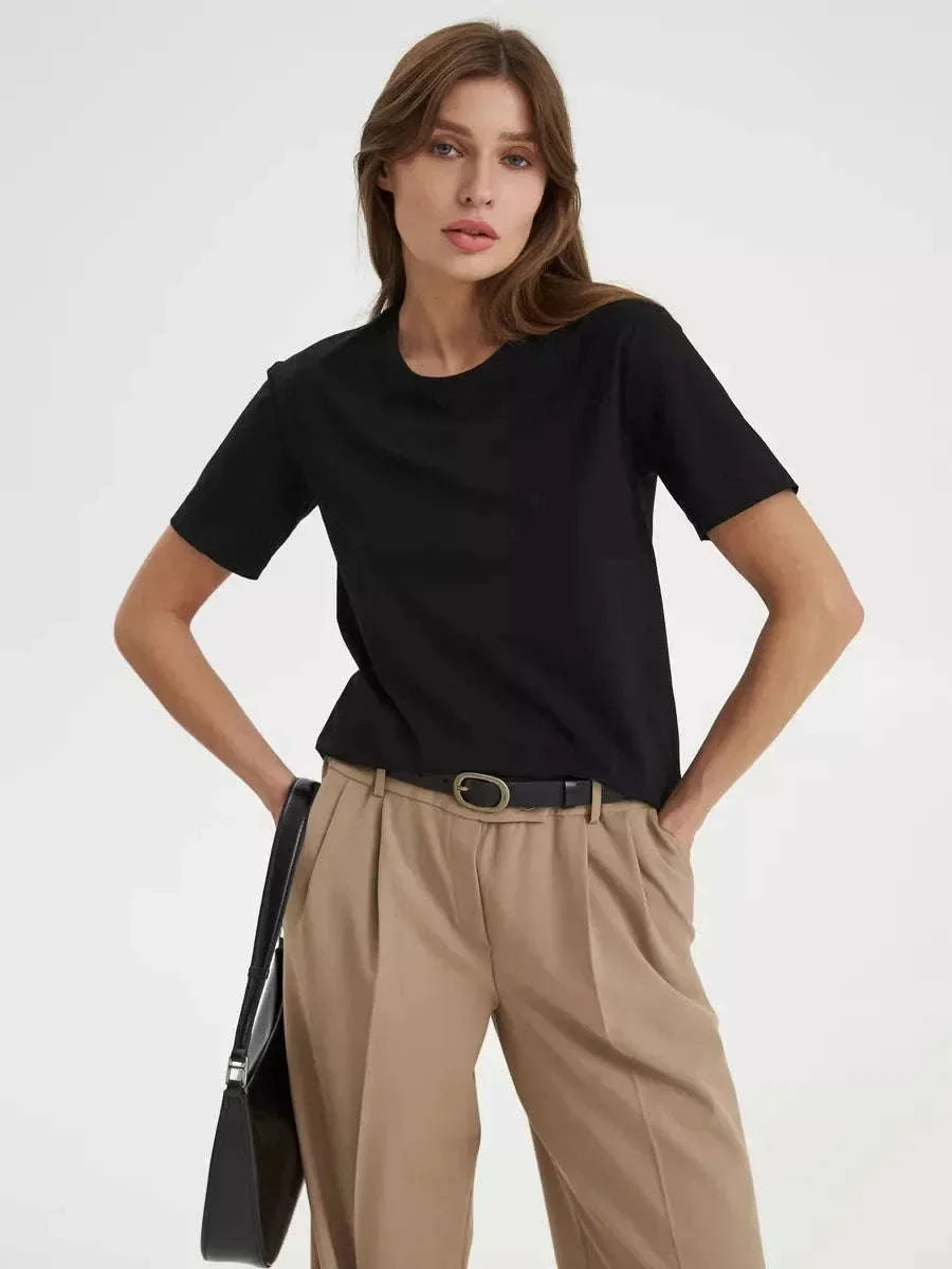 Women's 100% Cotton Loose Fit Short Sleeve Basic T-Shirt - Image 9