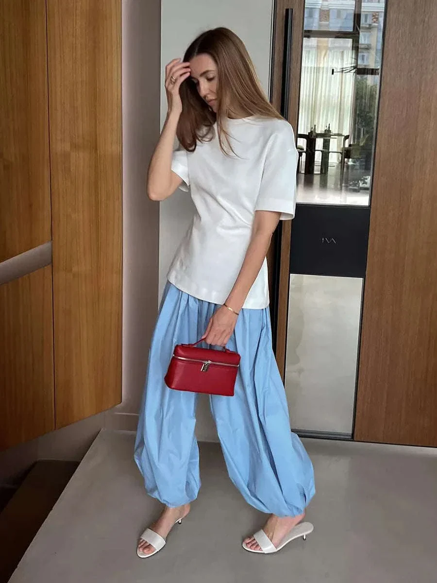Women’s Cotton Wide Leg Lantern Pants – Loose Elastic Waist Casual Trousers - Image 10