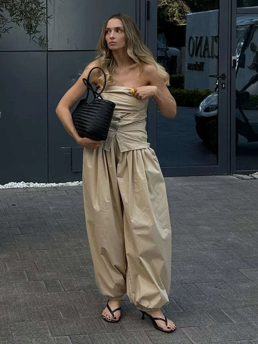 Women’s Cotton Wide Leg Lantern Pants – Loose Elastic Waist Casual Trousers - Image 13