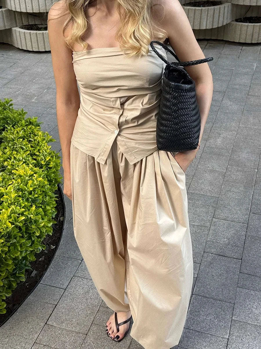 Women’s Cotton Wide Leg Lantern Pants – Loose Elastic Waist Casual Trousers - Image 15