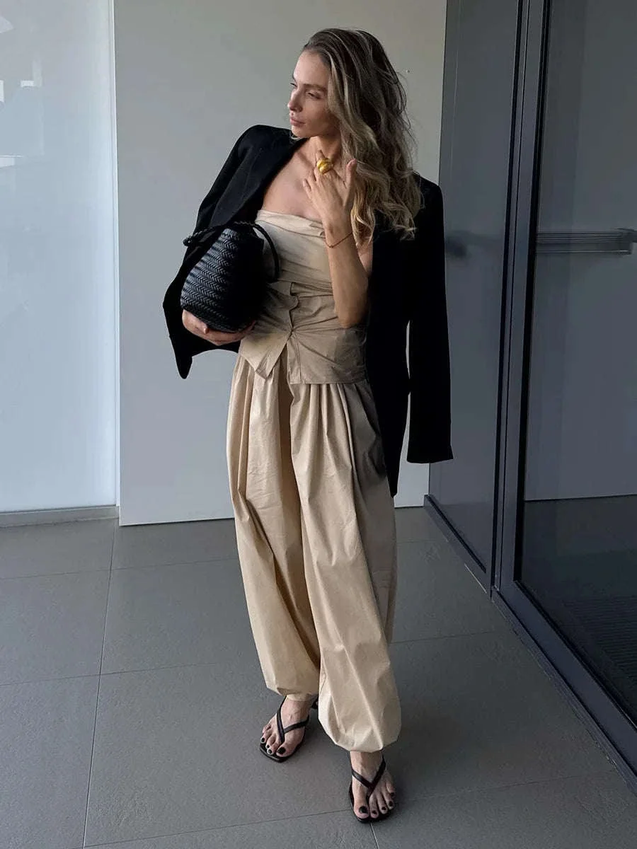 Women’s Cotton Wide Leg Lantern Pants – Loose Elastic Waist Casual Trousers - Image 16