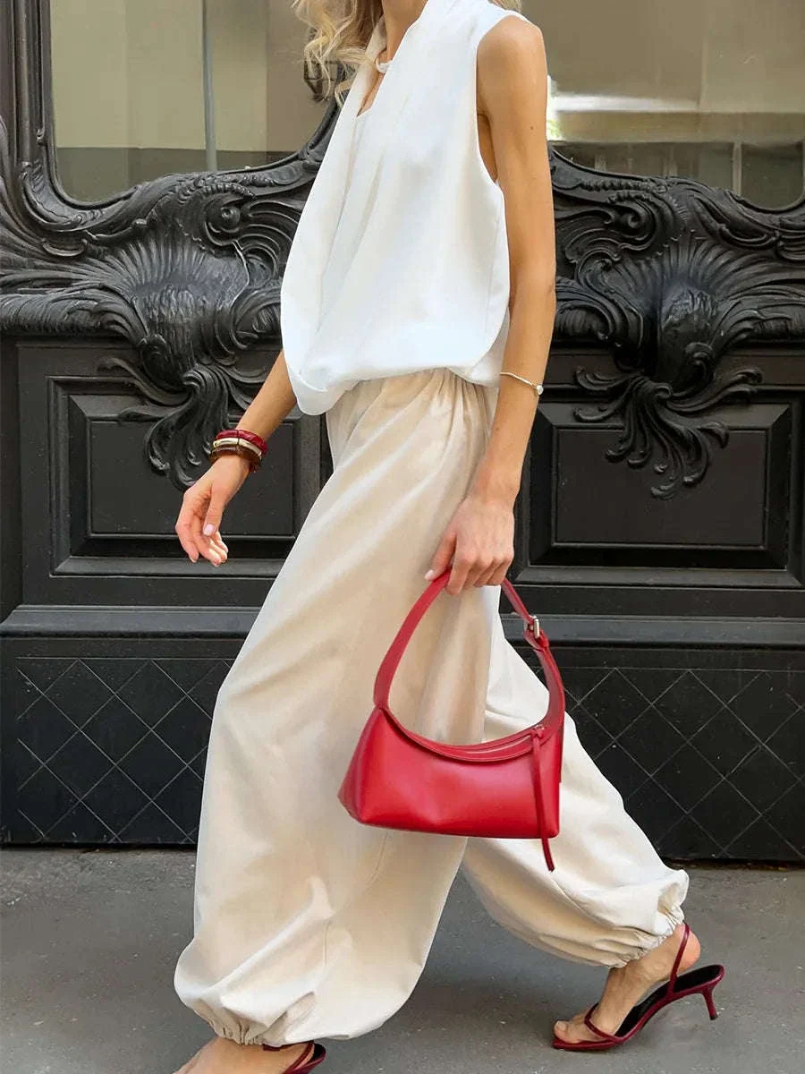 Women’s Cotton Wide Leg Lantern Pants – Loose Elastic Waist Casual Trousers - Image 39