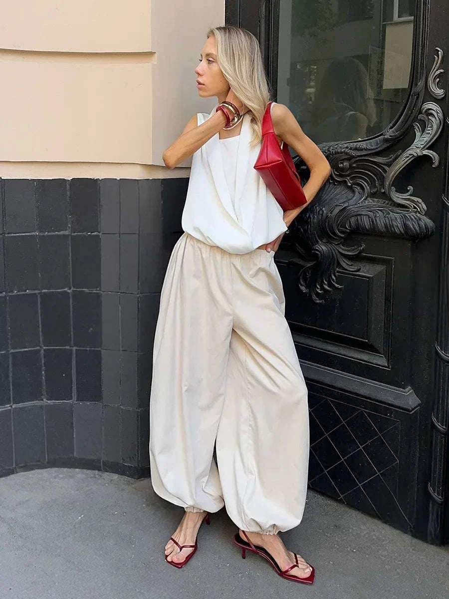 Women’s Cotton Wide Leg Lantern Pants – Loose Elastic Waist Casual Trousers - Image 40
