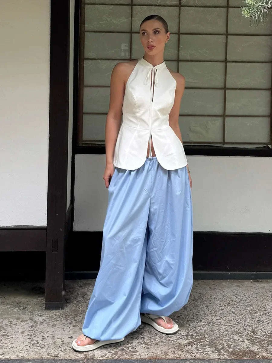 Women’s Cotton Wide Leg Lantern Pants – Loose Elastic Waist Casual Trousers - Image 41