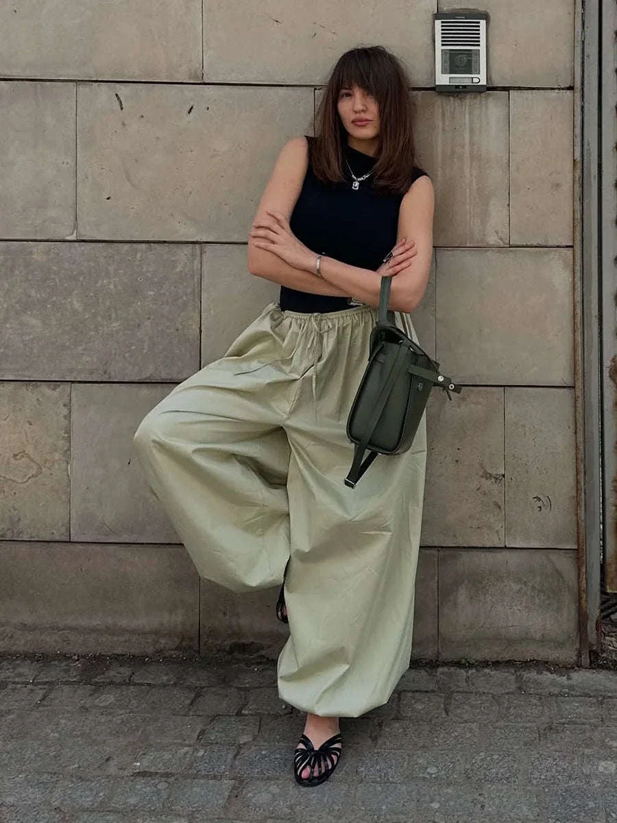 Women’s Cotton Wide Leg Lantern Pants – Loose Elastic Waist Casual Trousers - Image 44