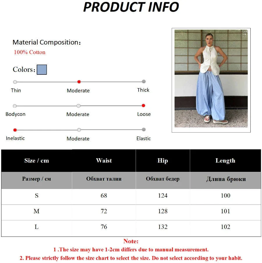 Women’s Cotton Wide Leg Lantern Pants – Loose Elastic Waist Casual Trousers - Image 5